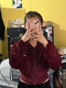 Maroon Velvet Hoodie