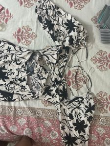 ZARA BACKLESS Floral Cut-Out Midi Dress