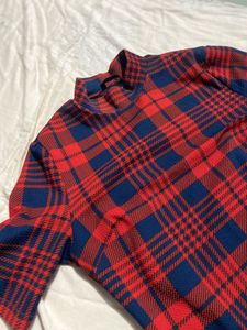 Red &amp; Blue Plaid Bodycon Dress