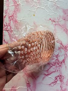 Sparkling Rose Gold Bangles Set