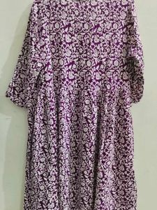 Purple Floral Print Kurta Only kurt