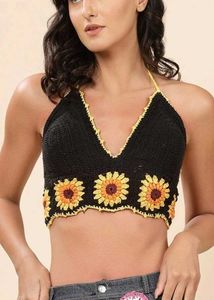 Crochet Sunflower Halter Top