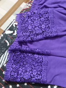 Purple Lace Trim Leggings
