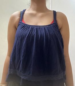 Ocean Breeze Navy Blue Crop Top