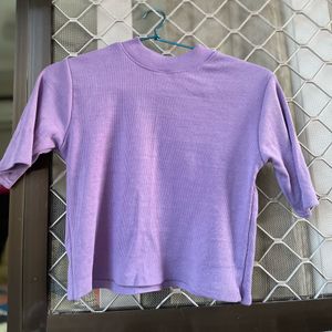 Lilac Ribbed Mock Neck Top