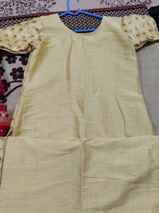 Beautiful Yellow Kurta Set with Red Dupatta