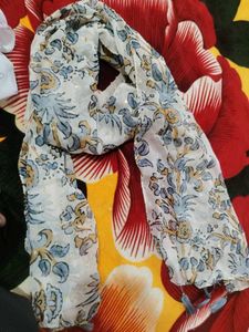 Floral Print Scarf with Tassels
