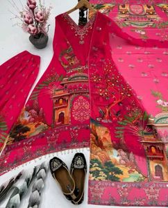 Vibrant Pink Printed Kurta Set