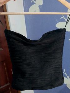 Chic Textured Black Bandeau Top