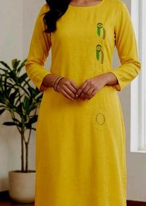 cobb Bright Yellow Kurta with Unique Print