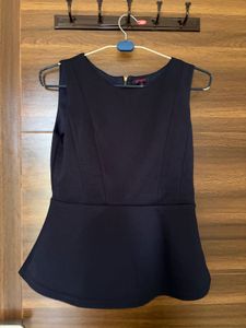 Navy Blue Peplum Top