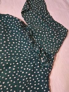 Stylish Green Dotted Button-Up top