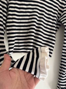 Striped Crop Top with Ruffle Detail