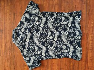 Navy Floral Short Sleeve Button-Up Shirt