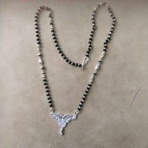 Elegant Pure Silver Mangalsutra with beaded chain