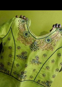 Embroidered Green gown with shall