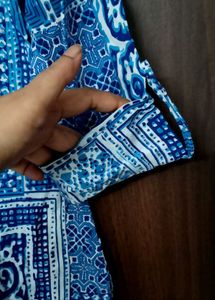 Blue &amp; White Printed Kurta