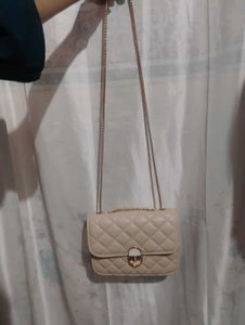 Elegant Beige Quilted Sling Bag for Women ✨