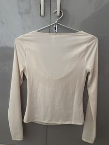 H&amp;M Cream Cowl Neck Long Sleeve Top