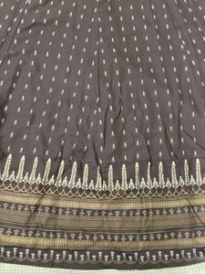 Elegant Dark Brown Anarkali Kurta with Golden Buti