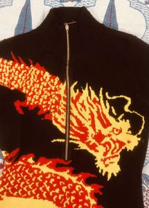 Dragon Print Knit Bodycon Dress