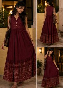 Maroon Ethnic Maxi Dress