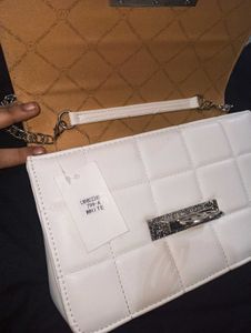 Lino Perros White Clutch Bag Sling Handbag Purse