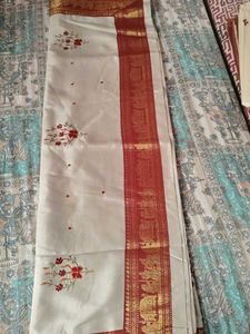 grey  saree with maroon blouse