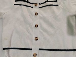 White Knit Cropped Cardigan