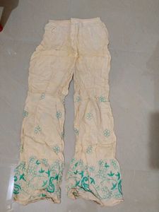 Embroidered Cream Palazzos