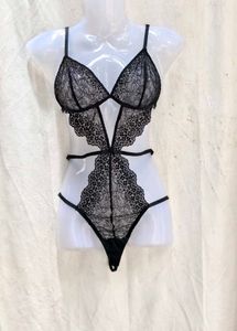 28V. Black Lace Teddy Bodysuit