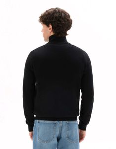Men's Black Zip-Up Cardigan