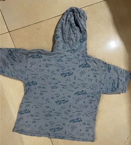 Grey Graphic Print Hoodie