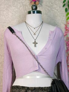 Cropped Cardigan with Button Detail