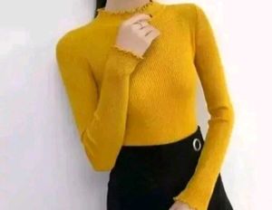 Mustard Yellow Ribbed Turtleneck top