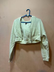 white Cropped zipper