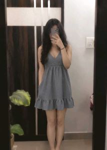 Cute charcoal Ruffled Mini Dress