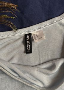 H&amp;M Blue One-Shoulder Ruched Crop Top