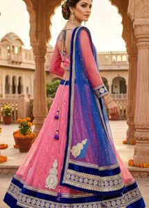 Stunning Pink &amp; Blue Lehenga Choli