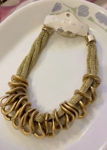 New Chunky Gold Tone Statement Necklace
