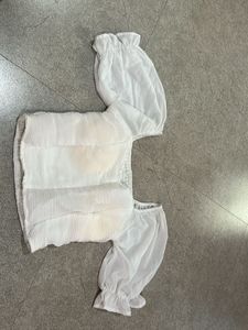 White Puff Sleeve Crop Top