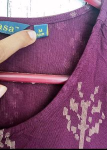 Avaasa ikkat maroon printed onKurta