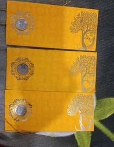 Elegant Yellow Shagan Envelopes (Set of 3)