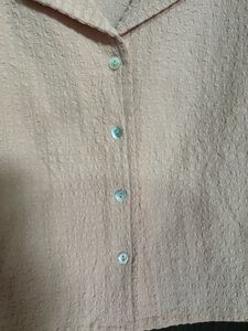 Zudio Textured Peach Shirt – Size S 🌸