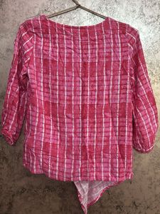 Chic Pink Tie-Dye Kurta with designer sleeves