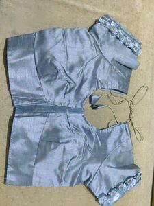 New Grey Black Saree with Blouse