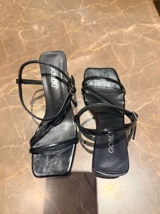 Chic Black Strappy Heeled Sandals