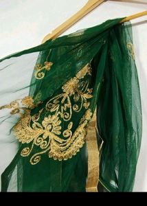 Elegant Green &amp; Gold Indian Dress