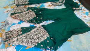 Elegant Green Embroidered sharara kurta set