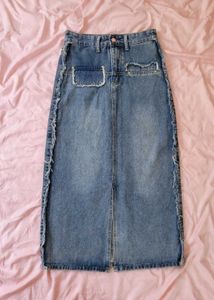 Blue Denim Maxi Skirt